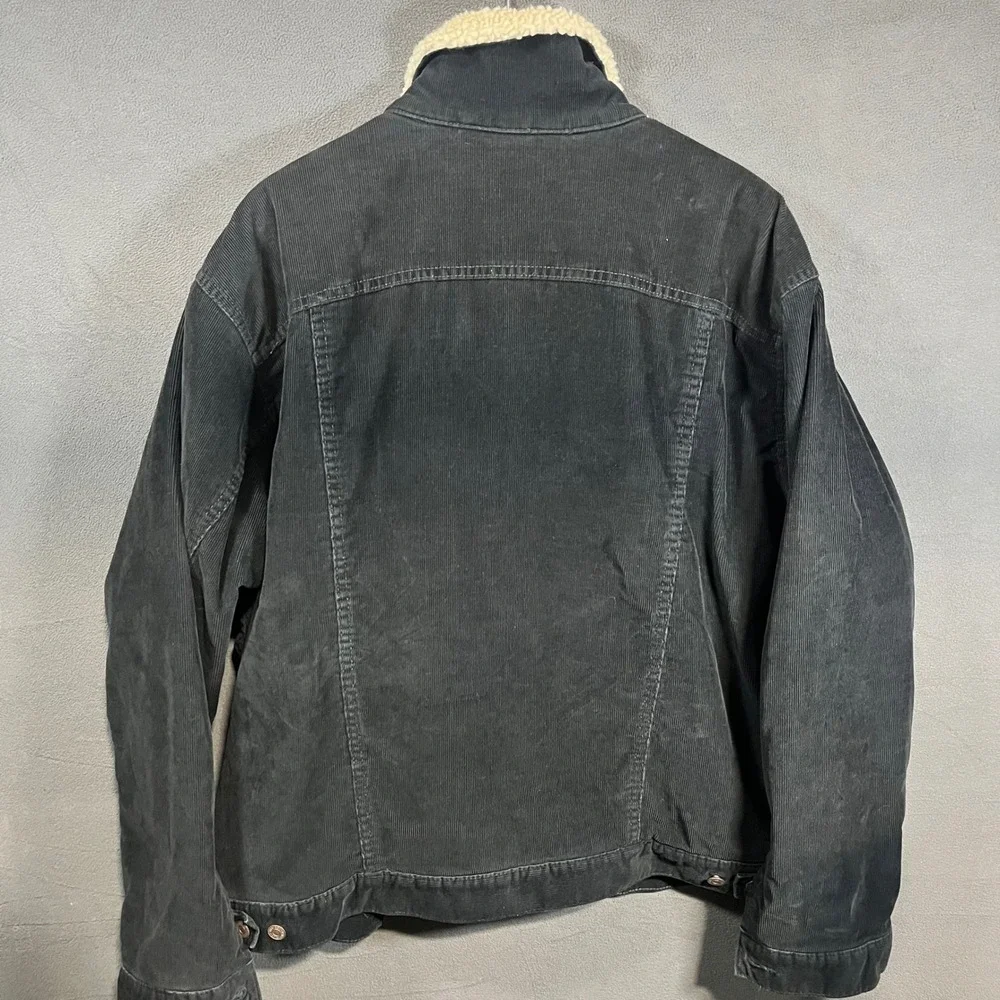 Levis 70520 Black Corduroy Sherpa Lined Trucker Jacket Mens XL Coat Y2K